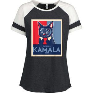 Politically Purrfect Cats For Kamala Harris 2024 President Enza Ladies Jersey Colorblock Tee