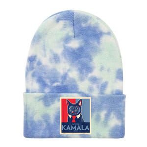 Politically Purrfect Cats For Kamala Harris 2024 President Tie Dye 12in Knit Beanie