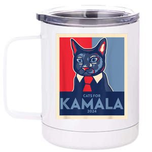 Politically Purrfect Cats For Kamala Harris 2024 President 12 oz Stainless Steel Tumbler Cup