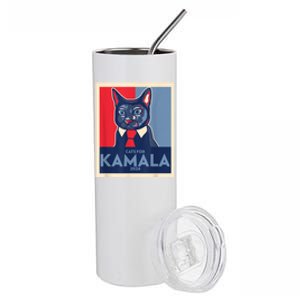 Politically Purrfect Cats For Kamala Harris 2024 President Stainless Steel Tumbler