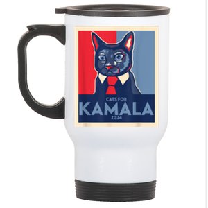 Politically Purrfect Cats For Kamala Harris 2024 President Stainless Steel Travel Mug