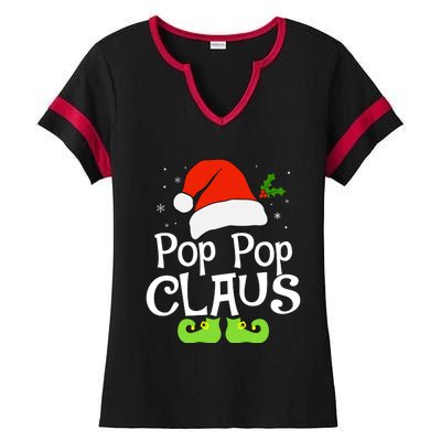 Pop Pop Claus Matching Family Christmas 2022 Costume Santa Ladies Halftime Notch Neck Tee