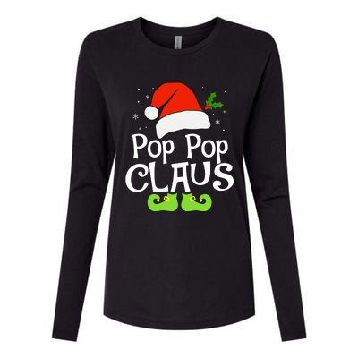 Pop Pop Claus Matching Family Christmas 2022 Costume Santa Womens Cotton Relaxed Long Sleeve T-Shirt