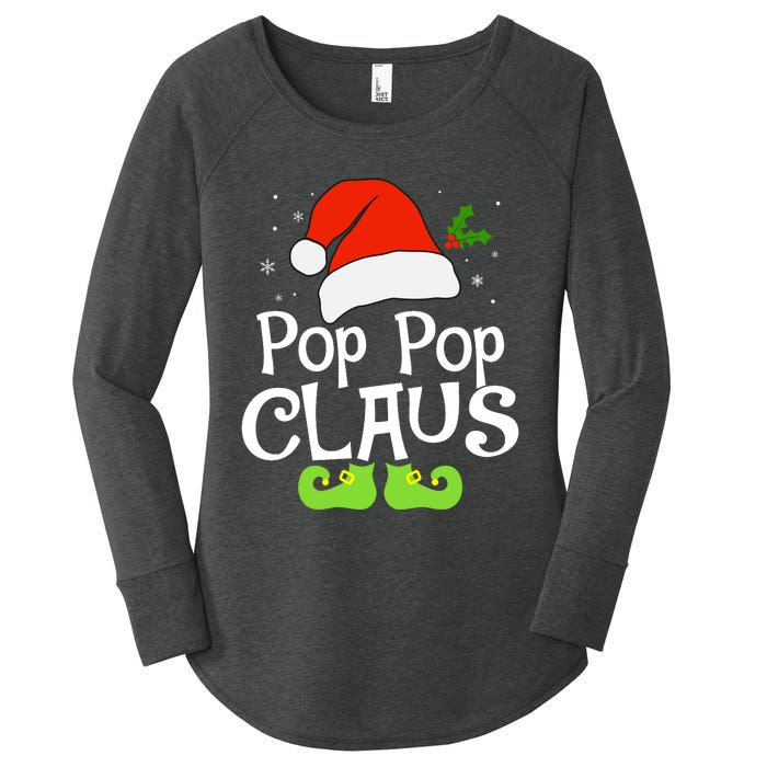 Pop Pop Claus Matching Family Christmas 2022 Costume Santa Women's Perfect Tri Tunic Long Sleeve Shirt