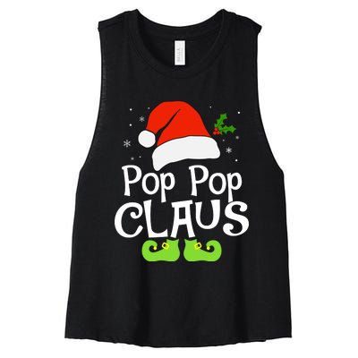 Pop Pop Claus Matching Family Christmas 2022 Costume Santa Women's Racerback Cropped Tank