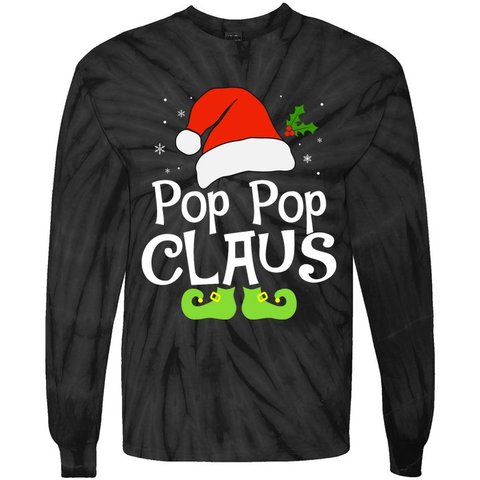 Pop Pop Claus Matching Family Christmas 2022 Costume Santa Tie-Dye Long Sleeve Shirt