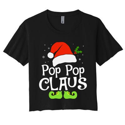 Pop Pop Claus Matching Family Christmas 2022 Costume Santa Women's Crop Top Tee