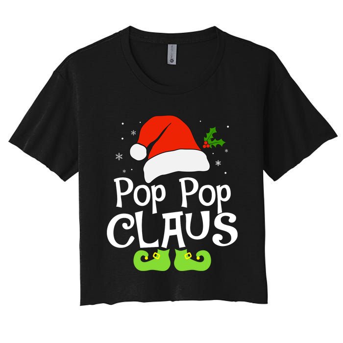 Pop Pop Claus Matching Family Christmas 2022 Costume Santa Women's Crop Top Tee