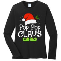 Pop Pop Claus Matching Family Christmas 2022 Costume Santa Ladies Long Sleeve Shirt