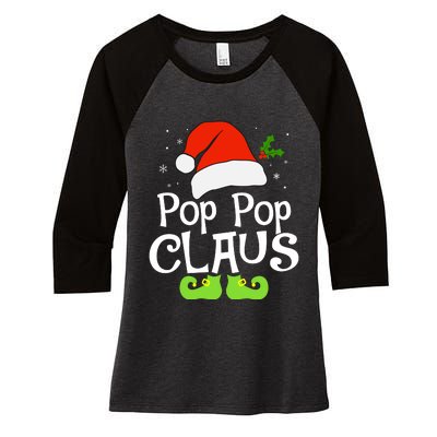 Pop Pop Claus Matching Family Christmas 2022 Costume Santa Women's Tri-Blend 3/4-Sleeve Raglan Shirt