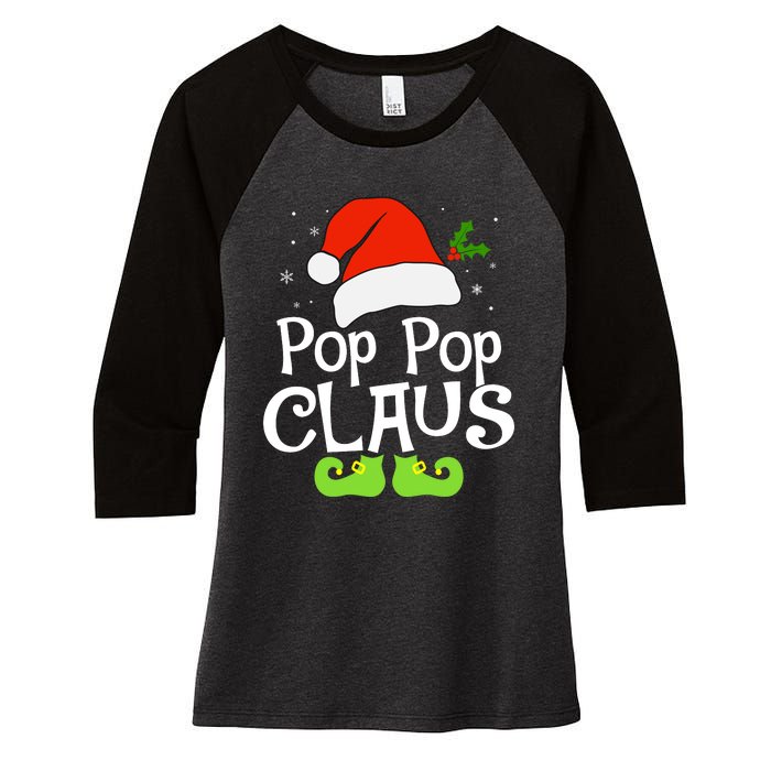 Pop Pop Claus Matching Family Christmas 2022 Costume Santa Women's Tri-Blend 3/4-Sleeve Raglan Shirt