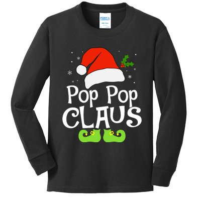 Pop Pop Claus Matching Family Christmas 2022 Costume Santa Kids Long Sleeve Shirt