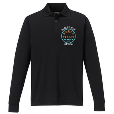 Party Pirate Club Siesta Key Beach Performance Long Sleeve Polo