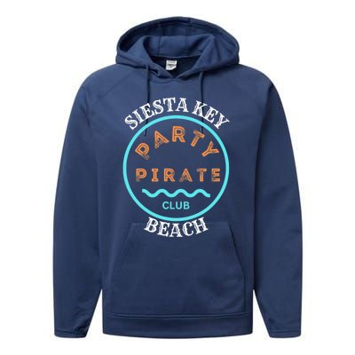 Party Pirate Club Siesta Key Beach Performance Fleece Hoodie