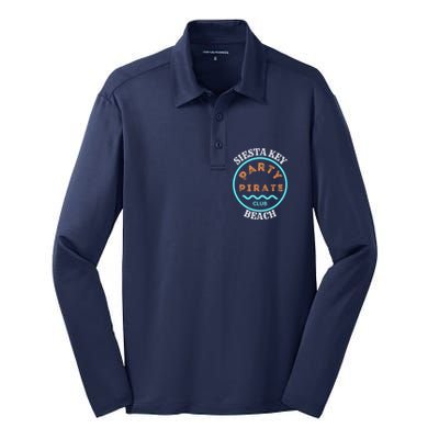 Party Pirate Club Siesta Key Beach Silk Touch Performance Long Sleeve Polo