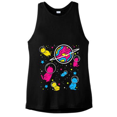Pan Pride Cat In Space Pansexual Ladies PosiCharge Tri-Blend Wicking Tank
