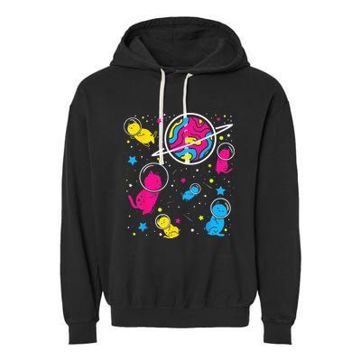 Pan Pride Cat In Space Pansexual Garment-Dyed Fleece Hoodie