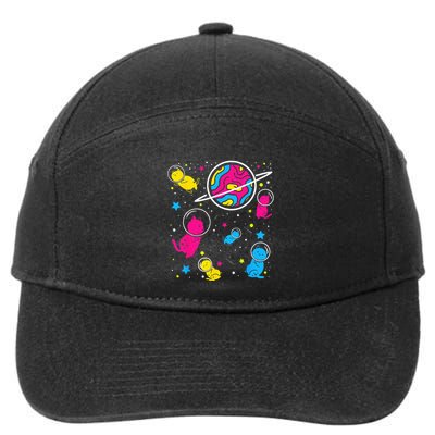 Pan Pride Cat In Space Pansexual 7-Panel Snapback Hat
