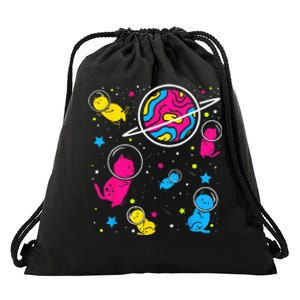 Pan Pride Cat In Space Pansexual Drawstring Bag