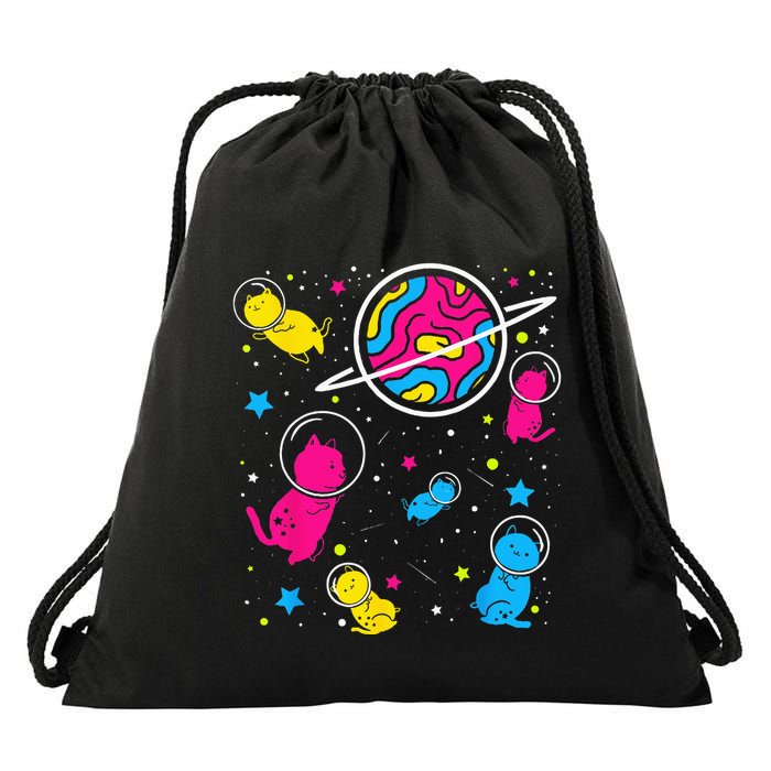 Pan Pride Cat In Space Pansexual Drawstring Bag