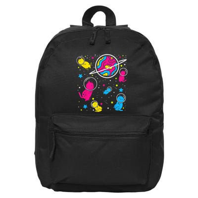 Pan Pride Cat In Space Pansexual 16 in Basic Backpack