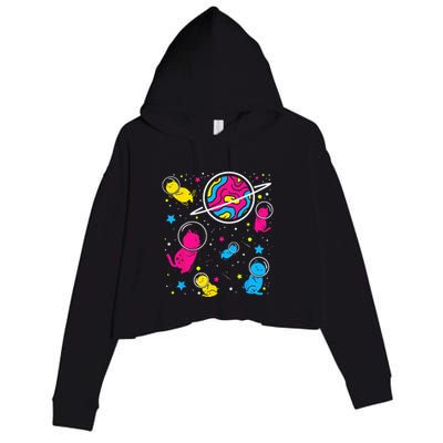 Pan Pride Cat In Space Pansexual Crop Fleece Hoodie