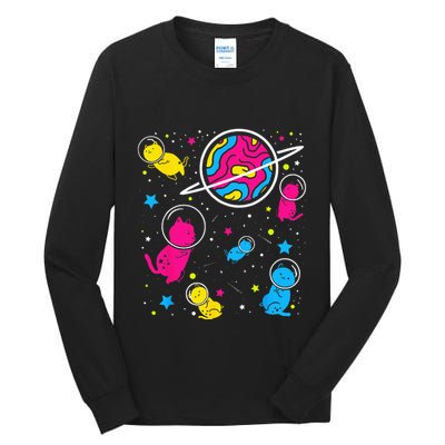 Pan Pride Cat In Space Pansexual Tall Long Sleeve T-Shirt