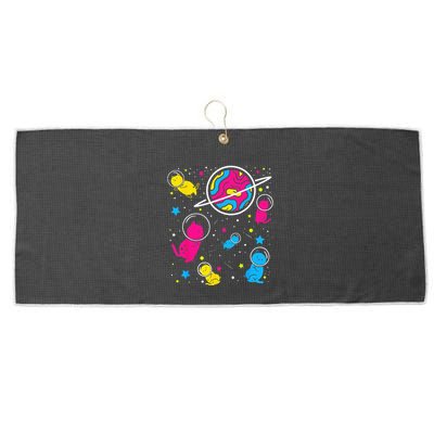 Pan Pride Cat In Space Pansexual Large Microfiber Waffle Golf Towel