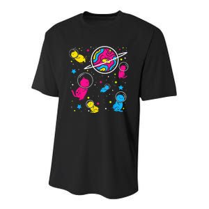 Pan Pride Cat In Space Pansexual Youth Performance Sprint T-Shirt