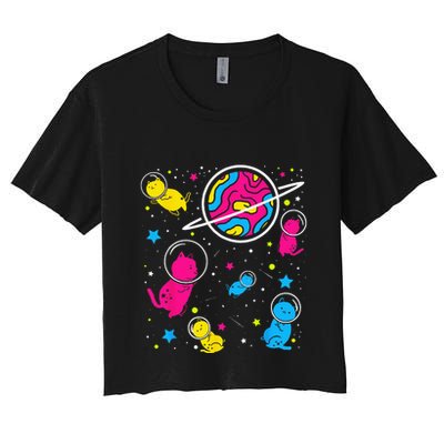 Pan Pride Cat In Space Pansexual Crop Top