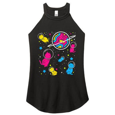 Pan Pride Cat In Space Pansexual Women's Perfect Tri Rocker Tank