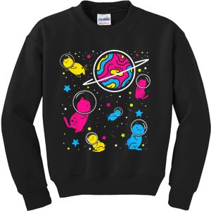 Pan Pride Cat In Space Pansexual Kids Sweatshirt