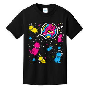 Pan Pride Cat In Space Pansexual Kids T-Shirt