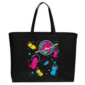 Pan Pride Cat In Space Pansexual Cotton Canvas Jumbo Tote