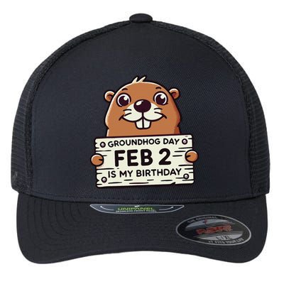 Punxsy PhilS Cute Groundhog Day February 2nd Birthday Flexfit Unipanel Trucker Cap