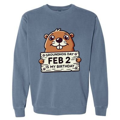 Punxsy PhilS Cute Groundhog Day February 2nd Birthday Garment-Dyed Sweatshirt