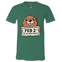 Punxsy PhilS Cute Groundhog Day February 2nd Birthday V-Neck T-Shirt