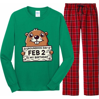 Punxsy PhilS Cute Groundhog Day February 2nd Birthday Long Sleeve Pajama Set