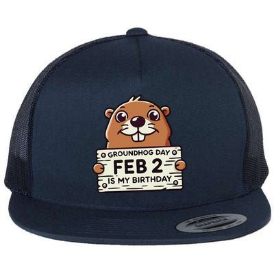 Punxsy PhilS Cute Groundhog Day February 2nd Birthday Flat Bill Trucker Hat