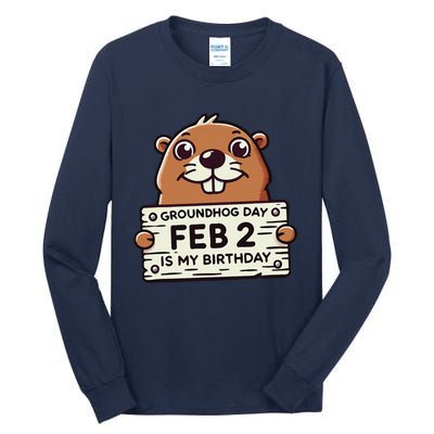 Punxsy PhilS Cute Groundhog Day February 2nd Birthday Tall Long Sleeve T-Shirt