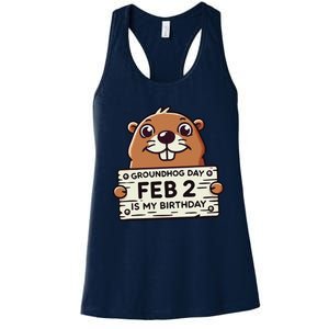 Punxsy PhilS Cute Groundhog Day February 2nd Birthday Women's Racerback Tank