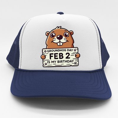 Punxsy PhilS Cute Groundhog Day February 2nd Birthday Trucker Hat