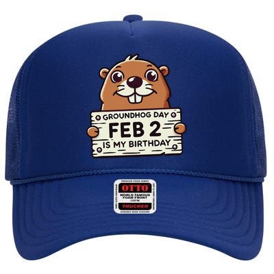 Punxsy PhilS Cute Groundhog Day February 2nd Birthday High Crown Mesh Back Trucker Hat