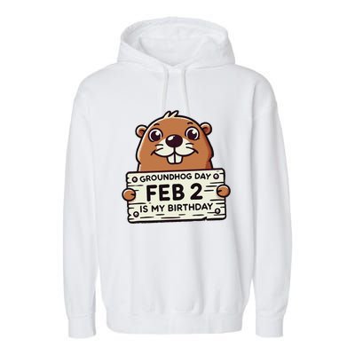 Punxsy PhilS Cute Groundhog Day February 2nd Birthday Garment-Dyed Fleece Hoodie