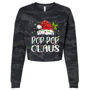 Pop Pop Claus Christmas Lights Pajama Family Matching Cropped Pullover Crew