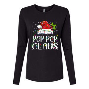 Pop Pop Claus Christmas Lights Pajama Family Matching Womens Cotton Relaxed Long Sleeve T-Shirt