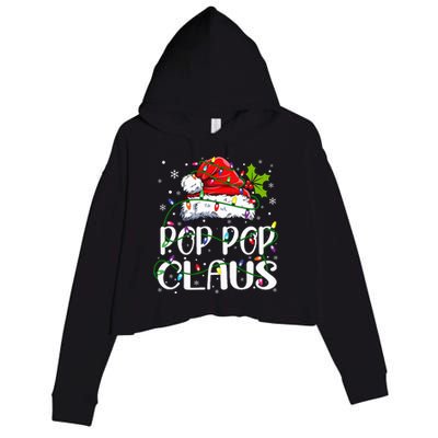 Pop Pop Claus Christmas Lights Pajama Family Matching Crop Fleece Hoodie