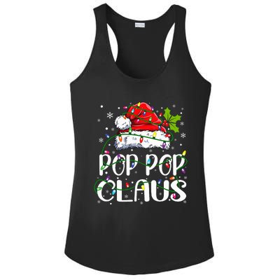 Pop Pop Claus Christmas Lights Pajama Family Matching Ladies PosiCharge Competitor Racerback Tank