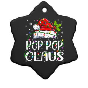 Pop Pop Claus Christmas Lights Pajama Family Matching Ceramic Star Ornament