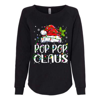 Pop Pop Claus Christmas Lights Pajama Family Matching Womens California Wash Sweatshirt